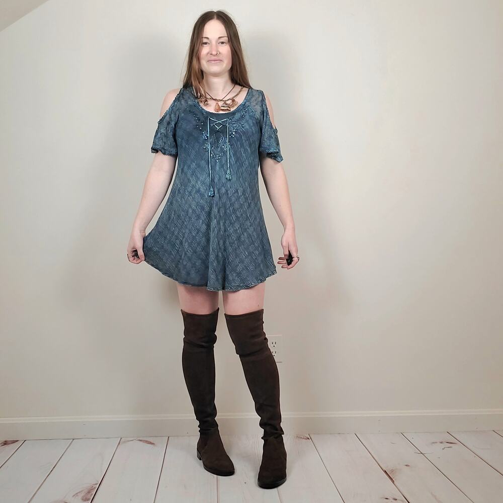 Advance Apparels Embellished Tunic Blue Medium